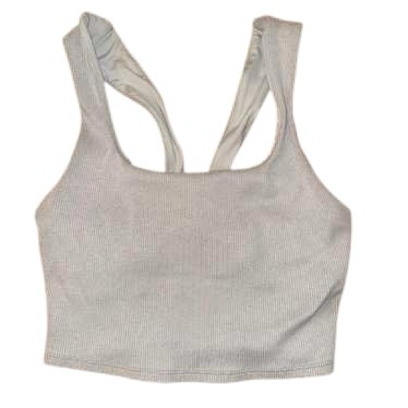 ALO Yoga Alosoft Ribbed Chic Bra Tank Top in Heather Grey Size M NWT - Picture 2 of 3